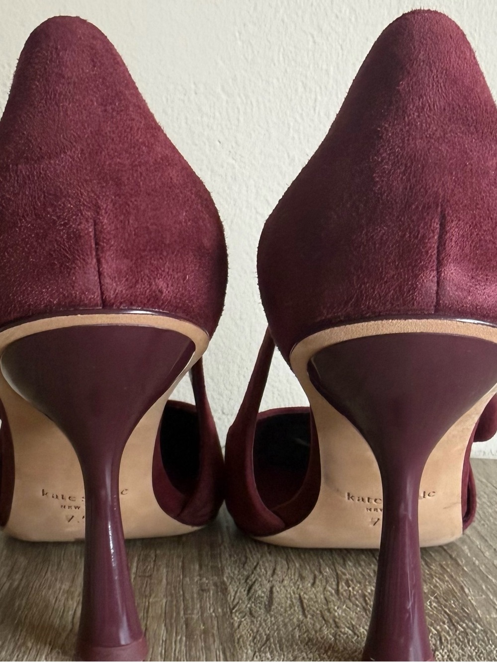 kate spade Burgundy Suede Knot Slingback Heels - Picture 6 of 9